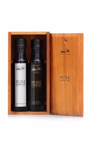 COFFRET CADEAU DUO D'HUILE D'ARGAN COSMETIQUE ET ALLIMENTAIRE 2x100 ml